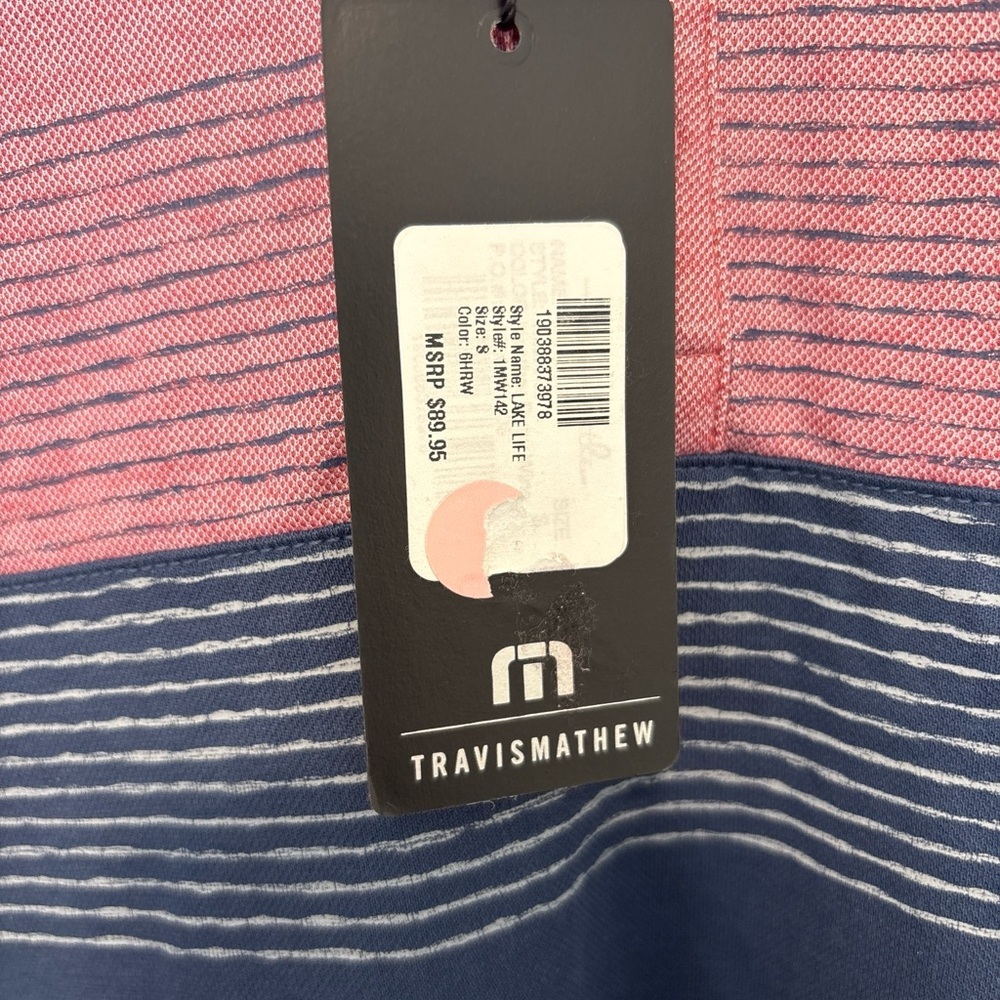 Men's Travis Mathew Small Two-Tone Polo Shirt - Red and Blue - Picture 3 of 3